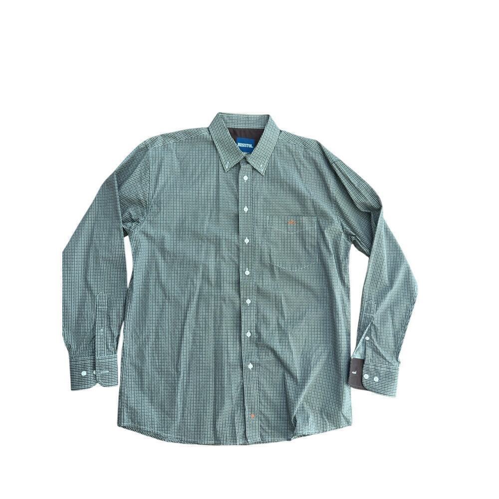 Resistol Men's Green Cotton Long Sleeves Button Down Shirt Size Large
